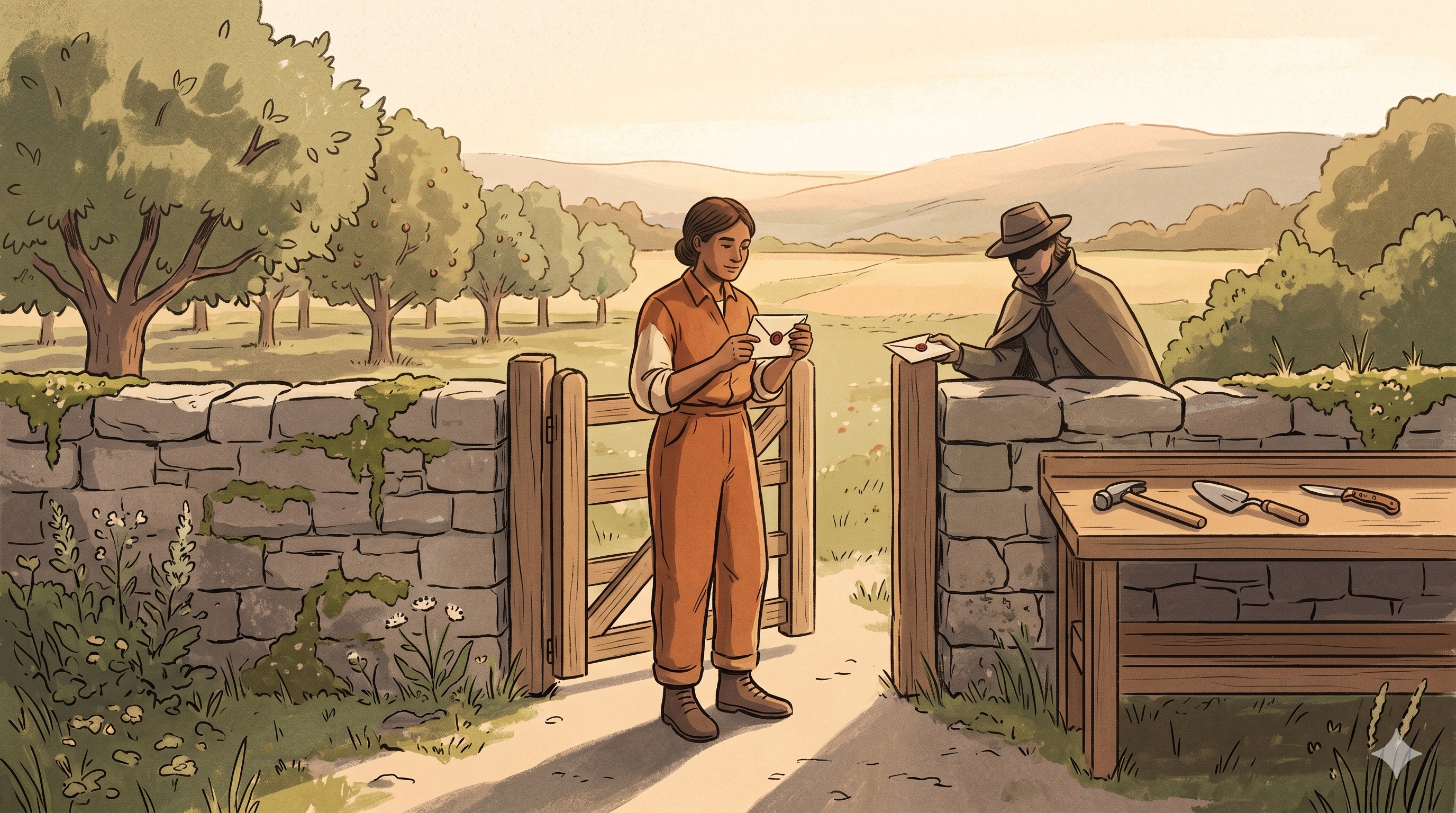 Cover illustration for It's All About Trust — a gate and fence in muted earthy tones, suggesting a perimeter rather than a locked interior