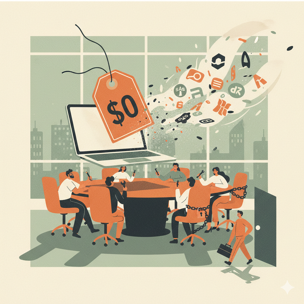 Cover illustration for The Price of Software Just Hit Zero — economic disruption and shifting value in the AI era